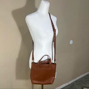 Madewell The Mini Transport Tote Brown Leather English Saddle Crossbody Bag EUC
